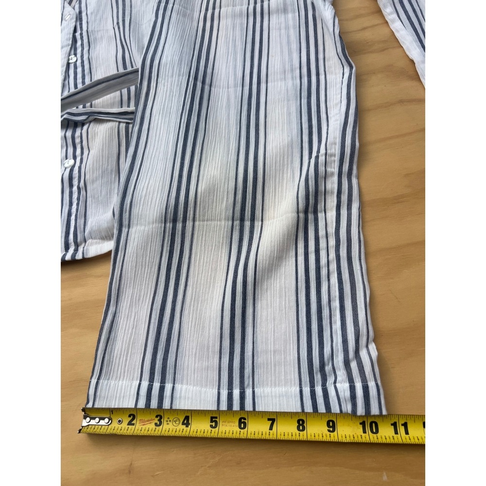 Josie Natori Striped Pajama Set Medium Blue White Sleeveless Top Wide Leg Pants - Picture 4 of 8